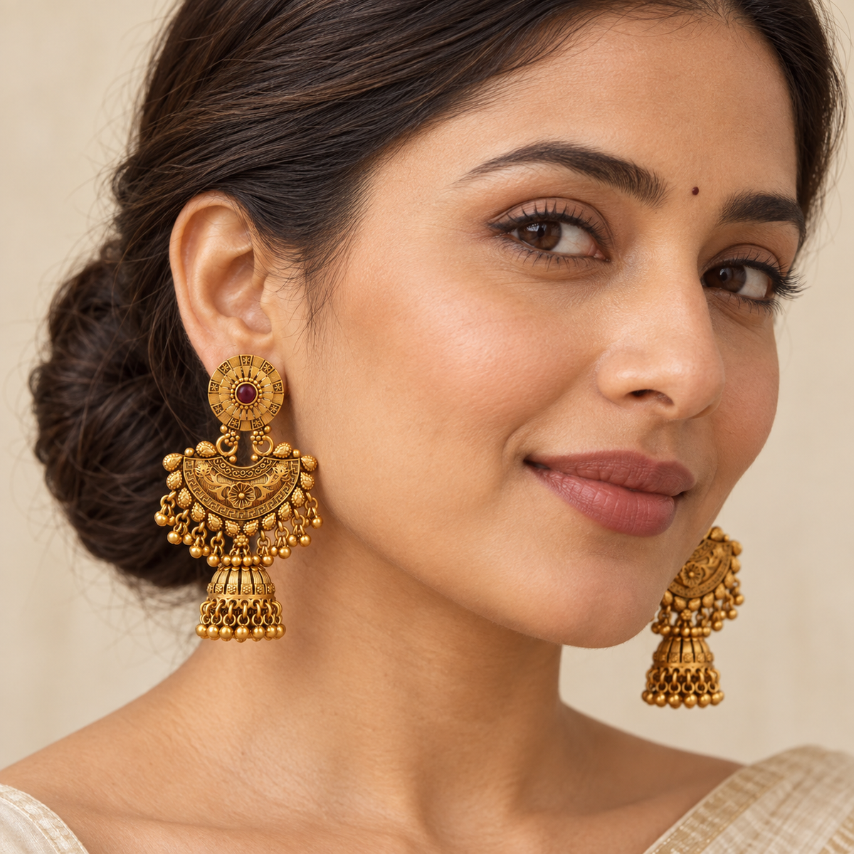 Antique Gold Plated Long Jhumka Earring For Women