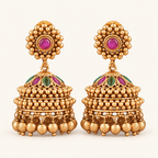 Antique Gold Stone Jhumka Earring