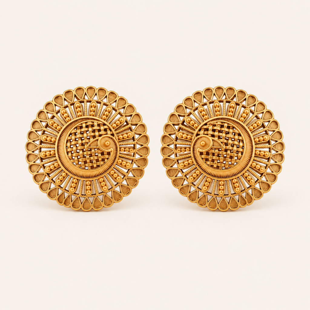 Gold Plated Plain Peacock Stud