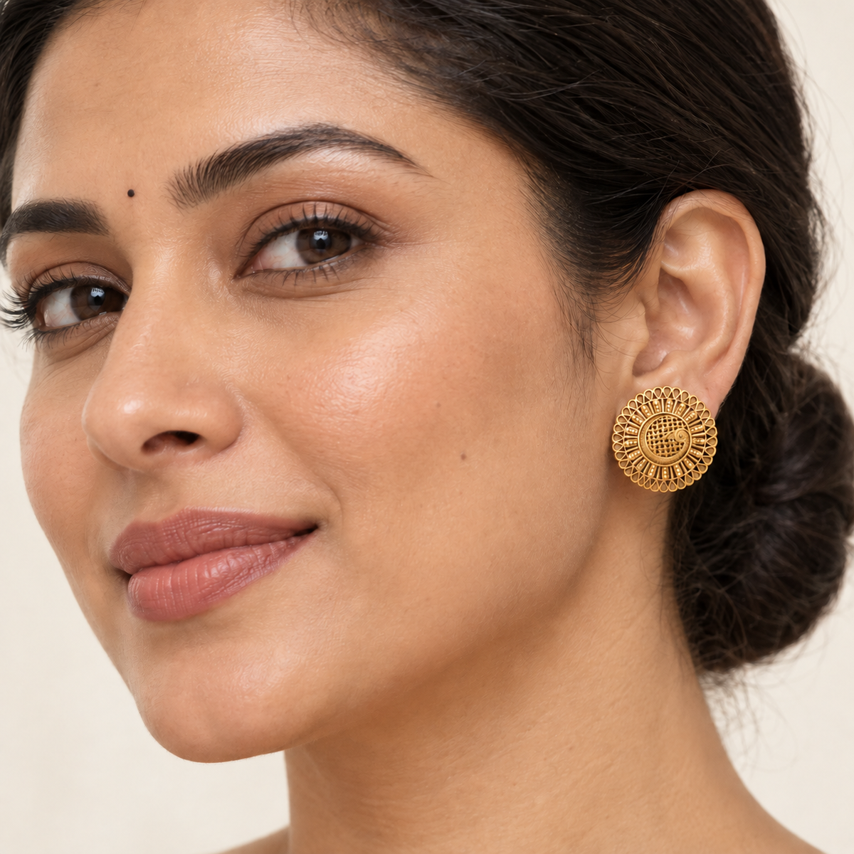 Gold Plated Plain Peacock Stud