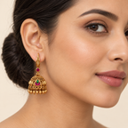 Antique Gold Stone Jhumka Earring