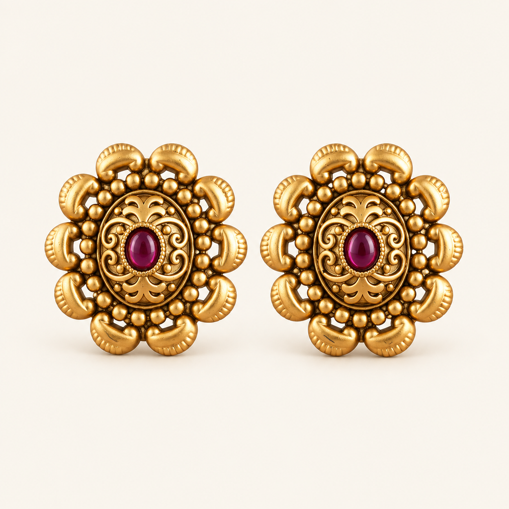 Gold Plated Stone  Stud