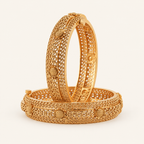 Gold Plated Intricate Broad Bangle Set