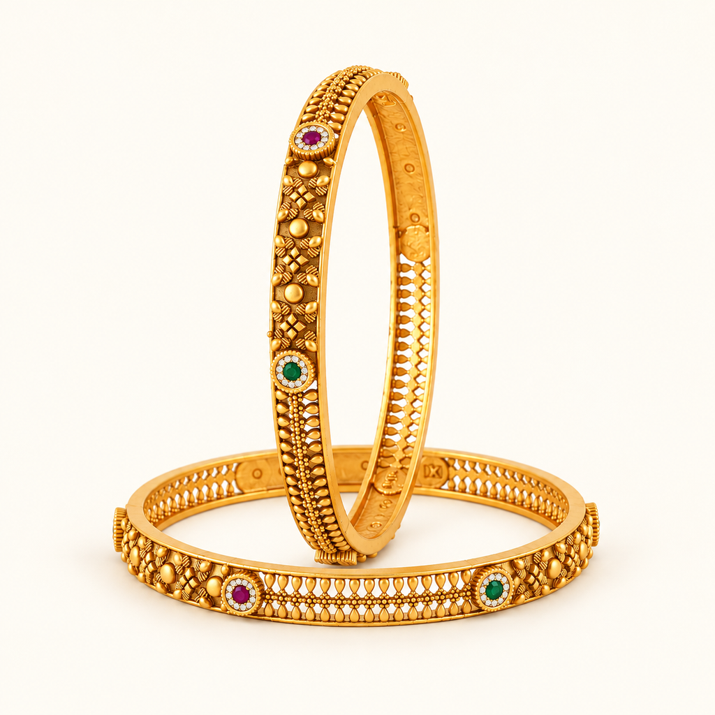 Gold Plated Stone Bangle Set