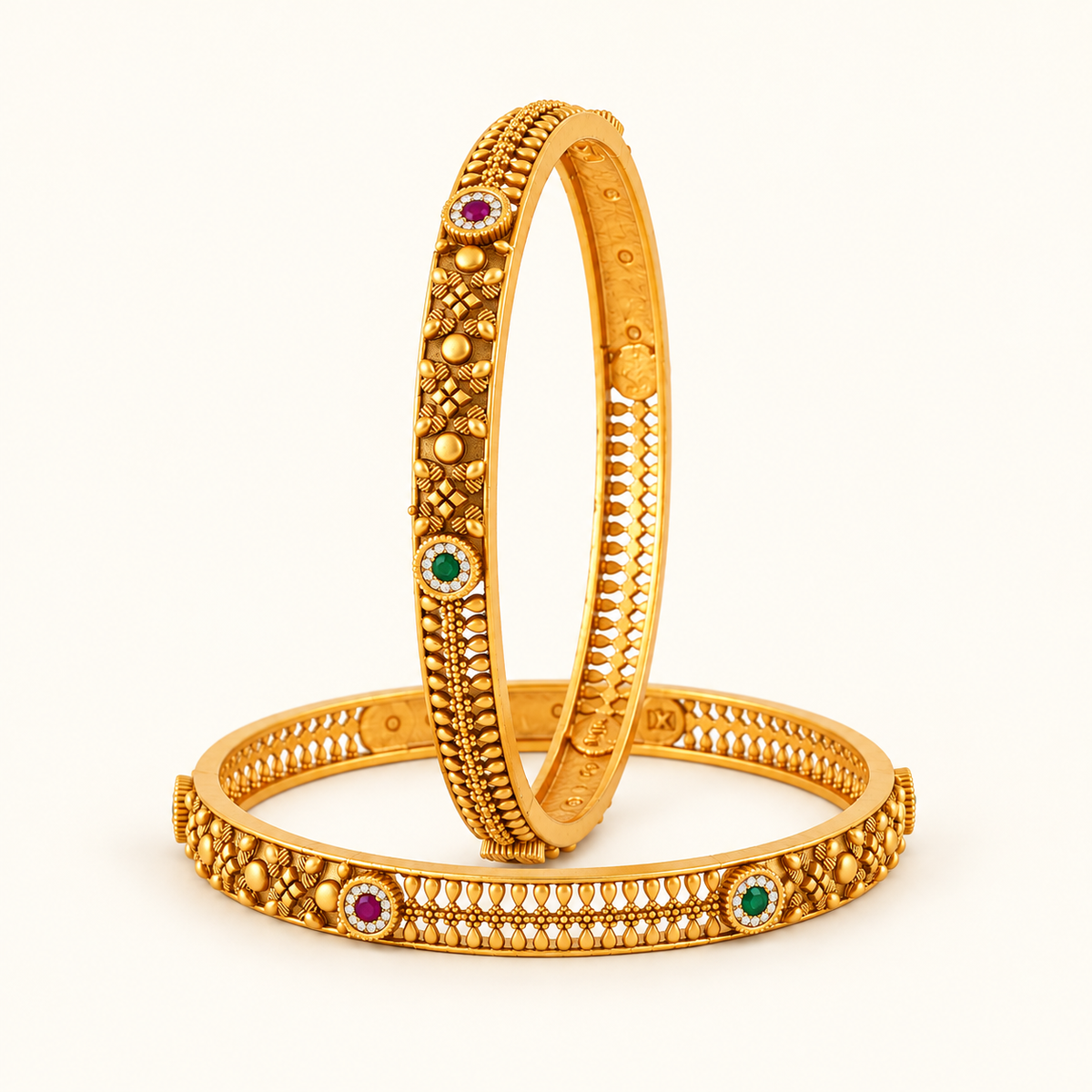 Gold Plated Stone Bangle Set