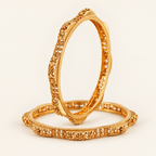 Gold Plated Plain Intricate Bangle Set