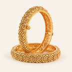 Gold Plated Plain Broad Bangle Set