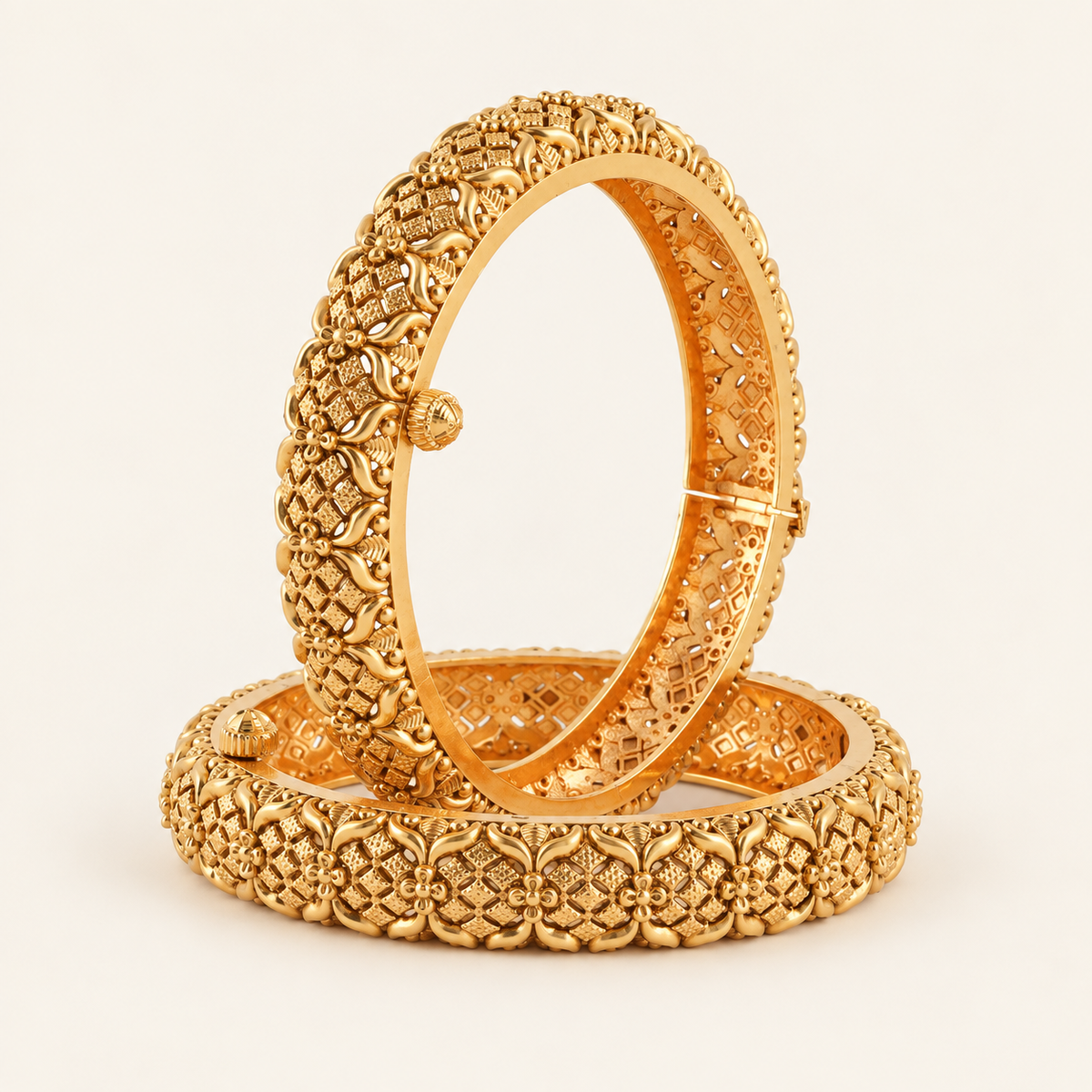 Gold Plated Plain Broad Bangle Set