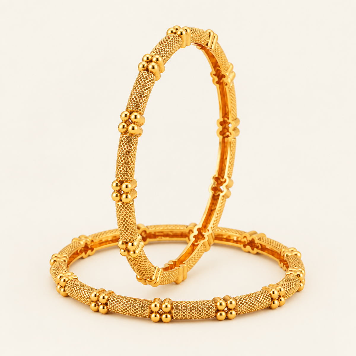 Gold Plated Plain Bangle Set