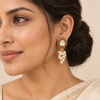 Antique Gold Pearl Drop Kundan Earring