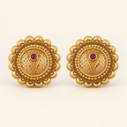 Antique Gold Plain Stud Earring For Women