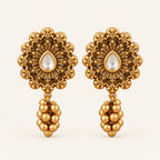 Antique Gold Ball Drop Kundan Earring