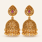 Gold Plated Filigree Jhumka Earring