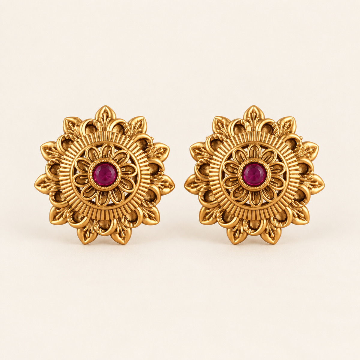 Gold Plated Stone Stud Earring