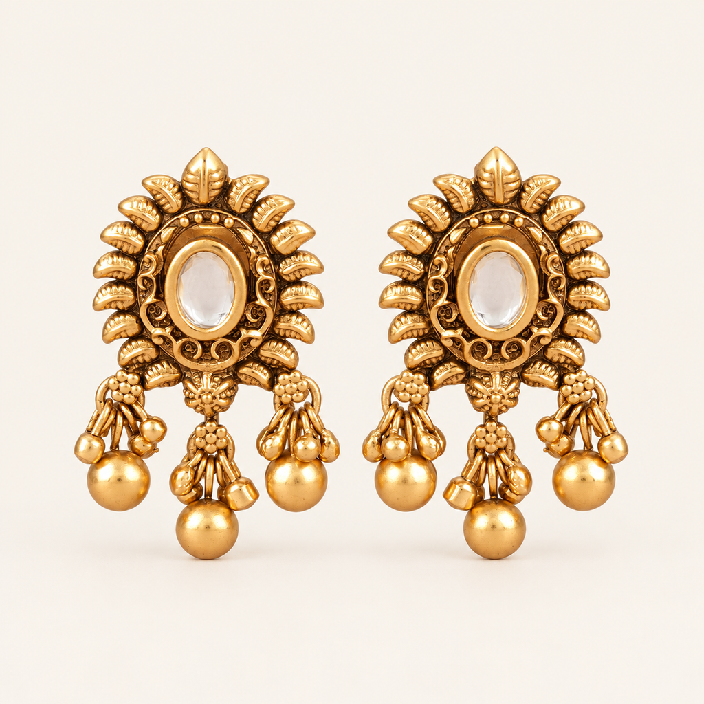 Antique Gold Kundan Earring