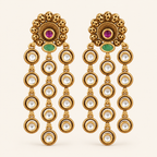 Antique Gold Long Kundan Earring