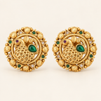 Antique Gold Stone Peacock Stud Earring