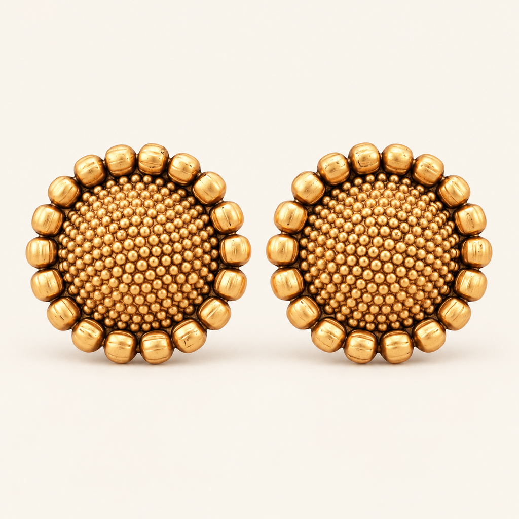 Antique Gold Plain Stud