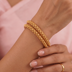 Gold Plated Leaf Plain Bangle Set