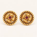 Gold Plated Ruby Stud Earring