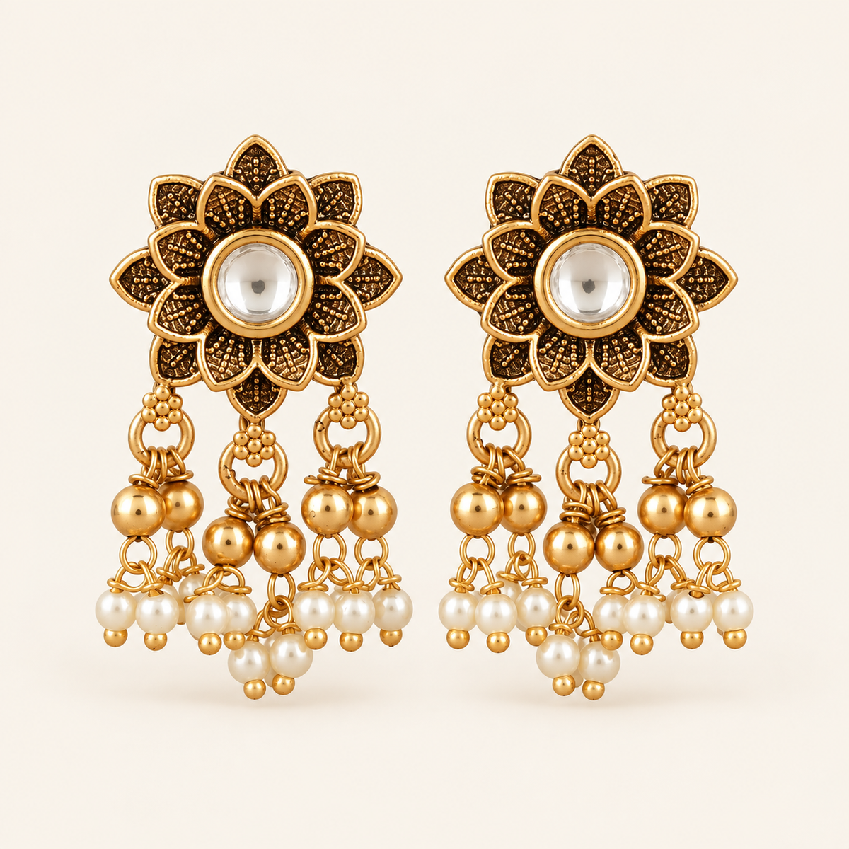 Antique Gold Kundan Earring