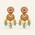 Cute stunning stone antique gold stone drop earring