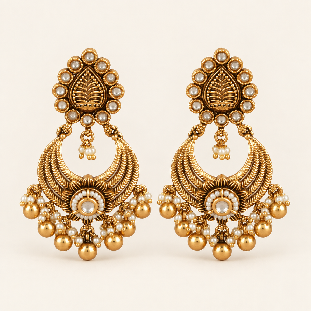 Stunning antique gold ball drop earring