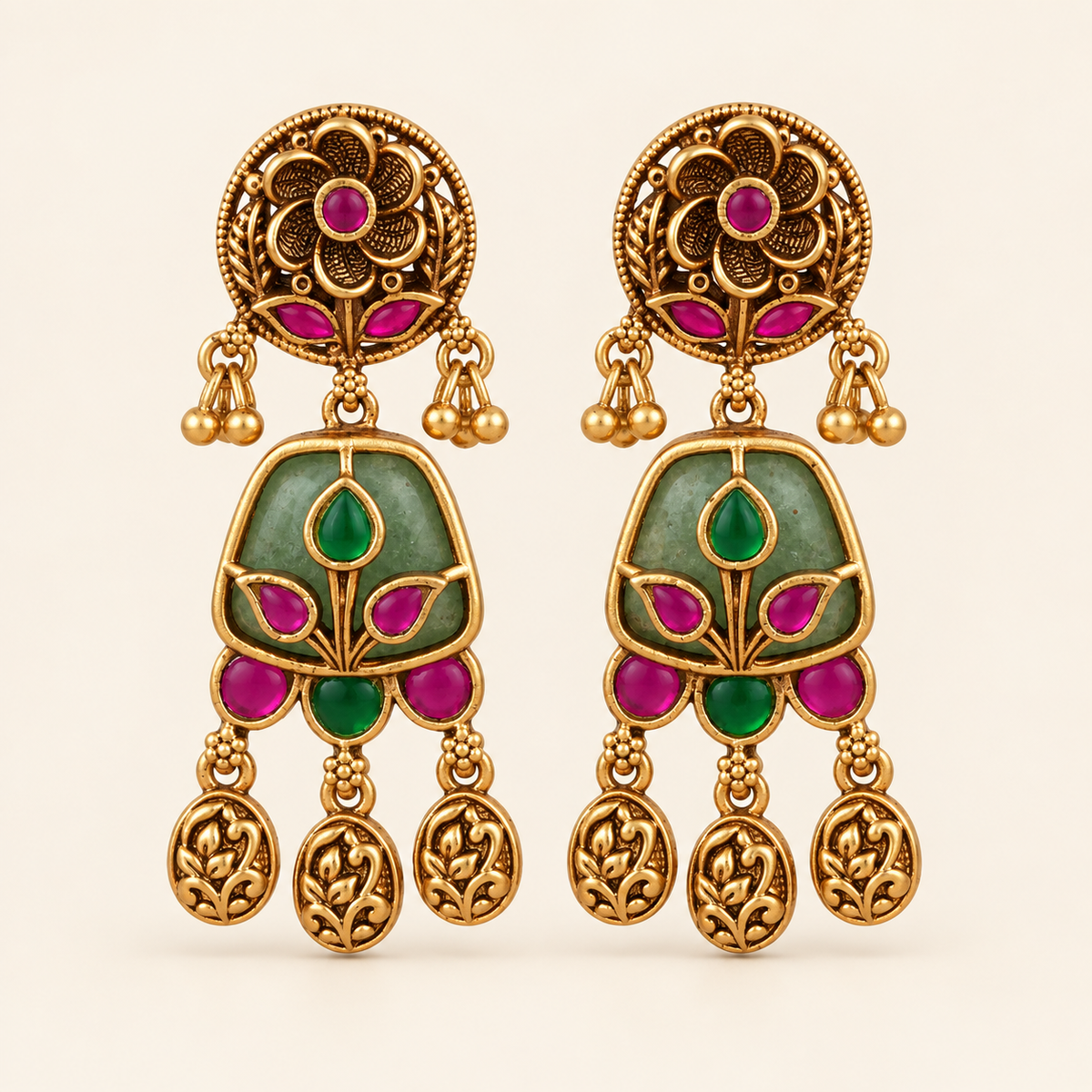 Beautiful elegant multicolor stone earrings
