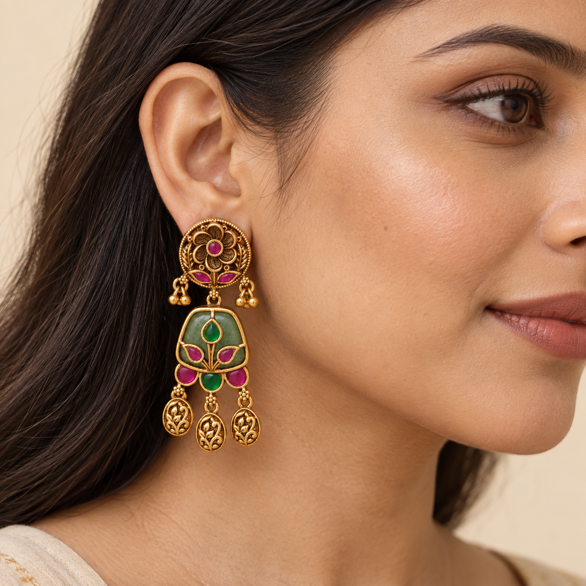 Beautiful elegant multicolor stone earrings