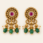 Cute kundan stone antique gold floral earring