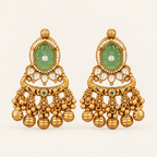 Long antique gold stone rajwadi kundan earring