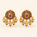 Stunning stone antique ball pearl traditional earring