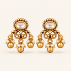 Antique Gold Pearl Drop Kundan Earring
