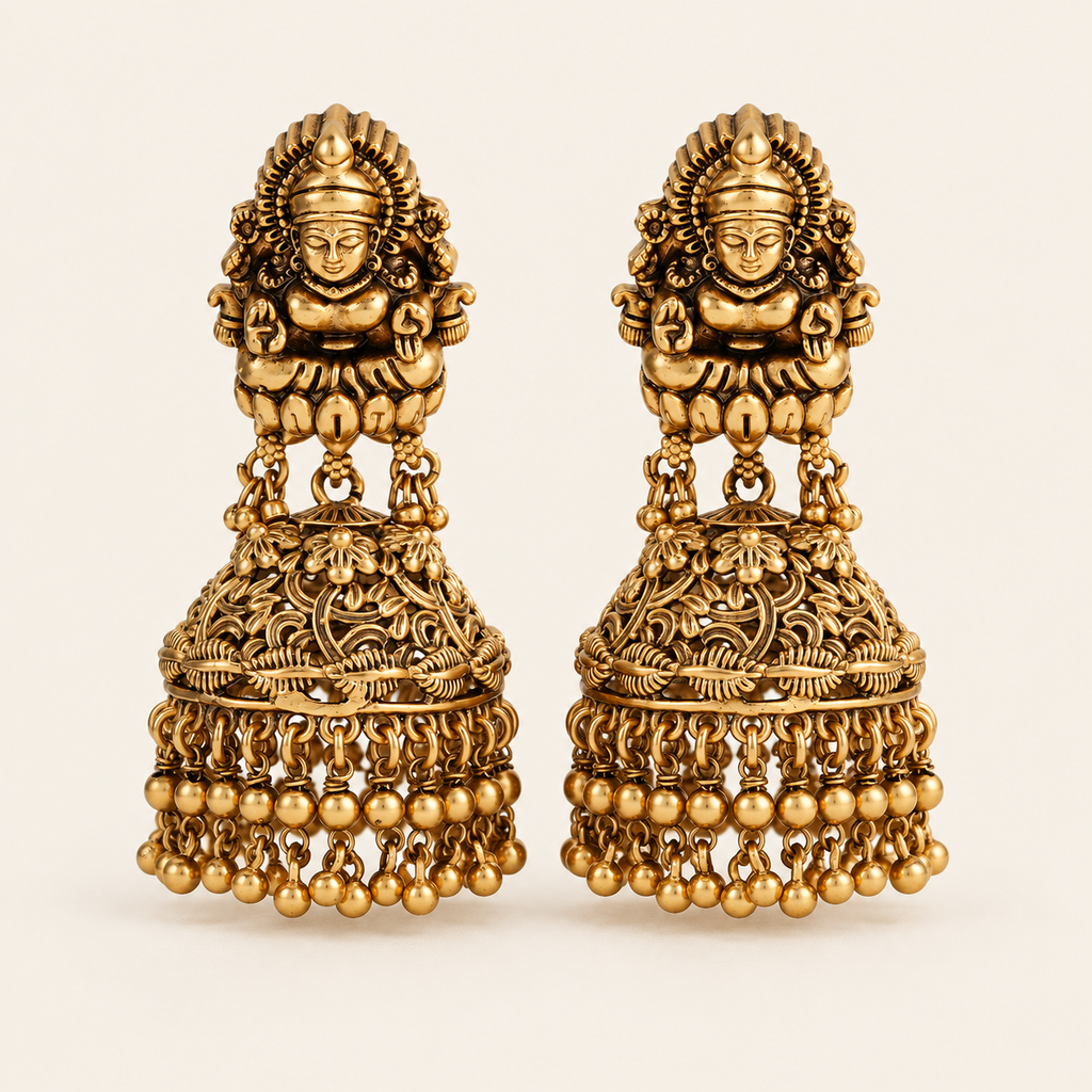 Gold Plated Plain Maa Lakshmi Earring