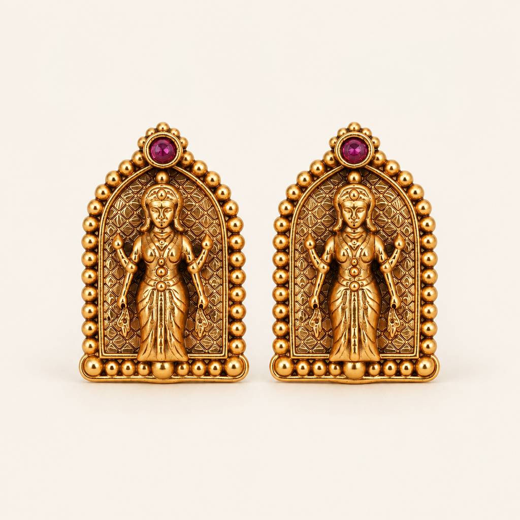 Beautiful maa lakshmi gold stud earring