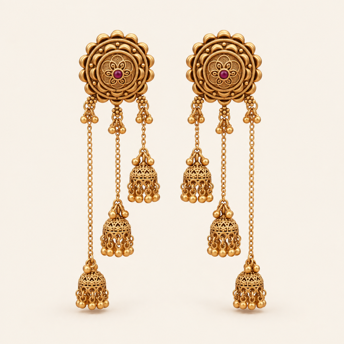 Antique Gold Sitara Fall Jhumka Earring