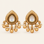 Stunning ball drop kundan antique gold earring