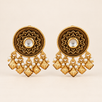 Antique Gold Kundan Pearl Drop Earring
