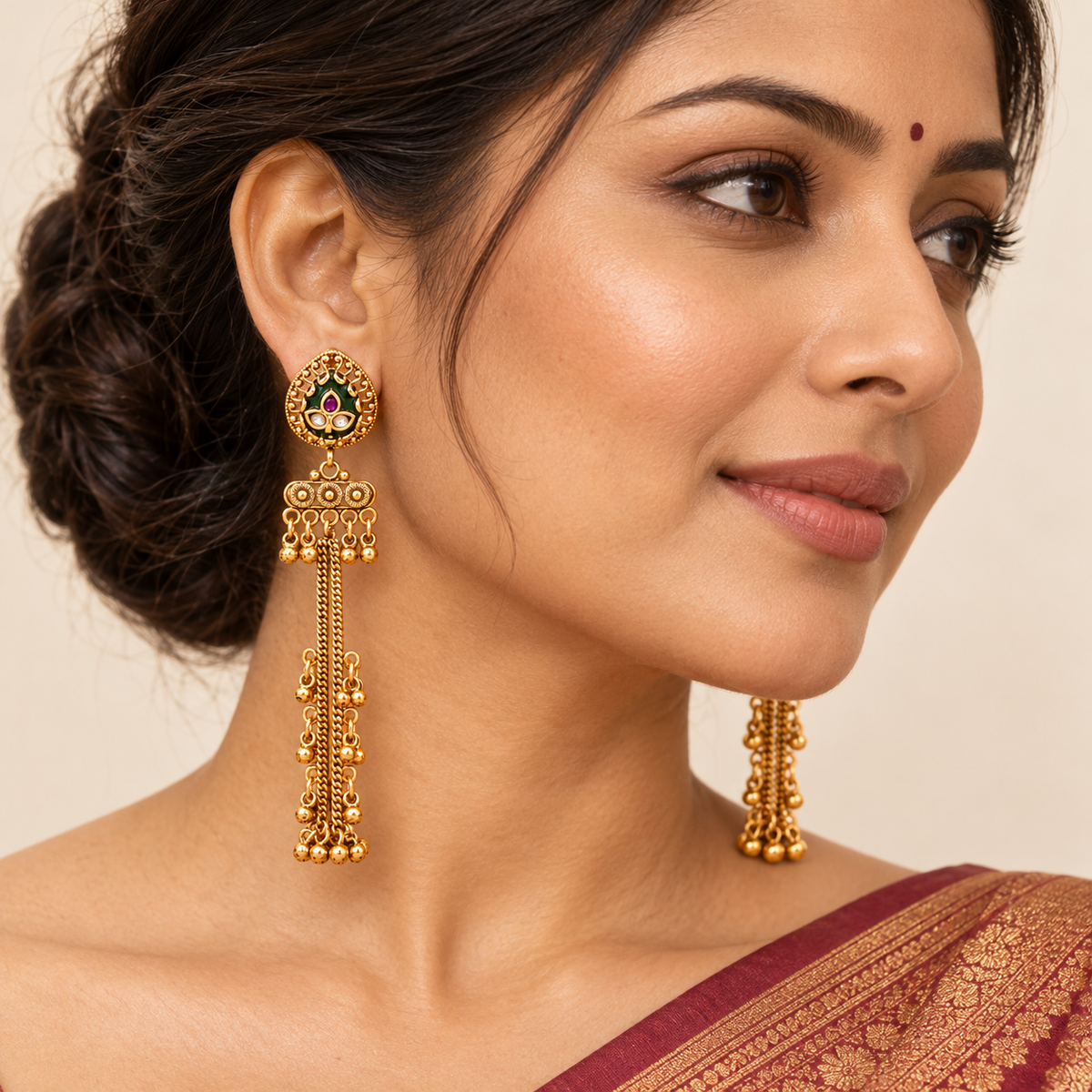 Antique Gold Sunehri Jhalar Danglers