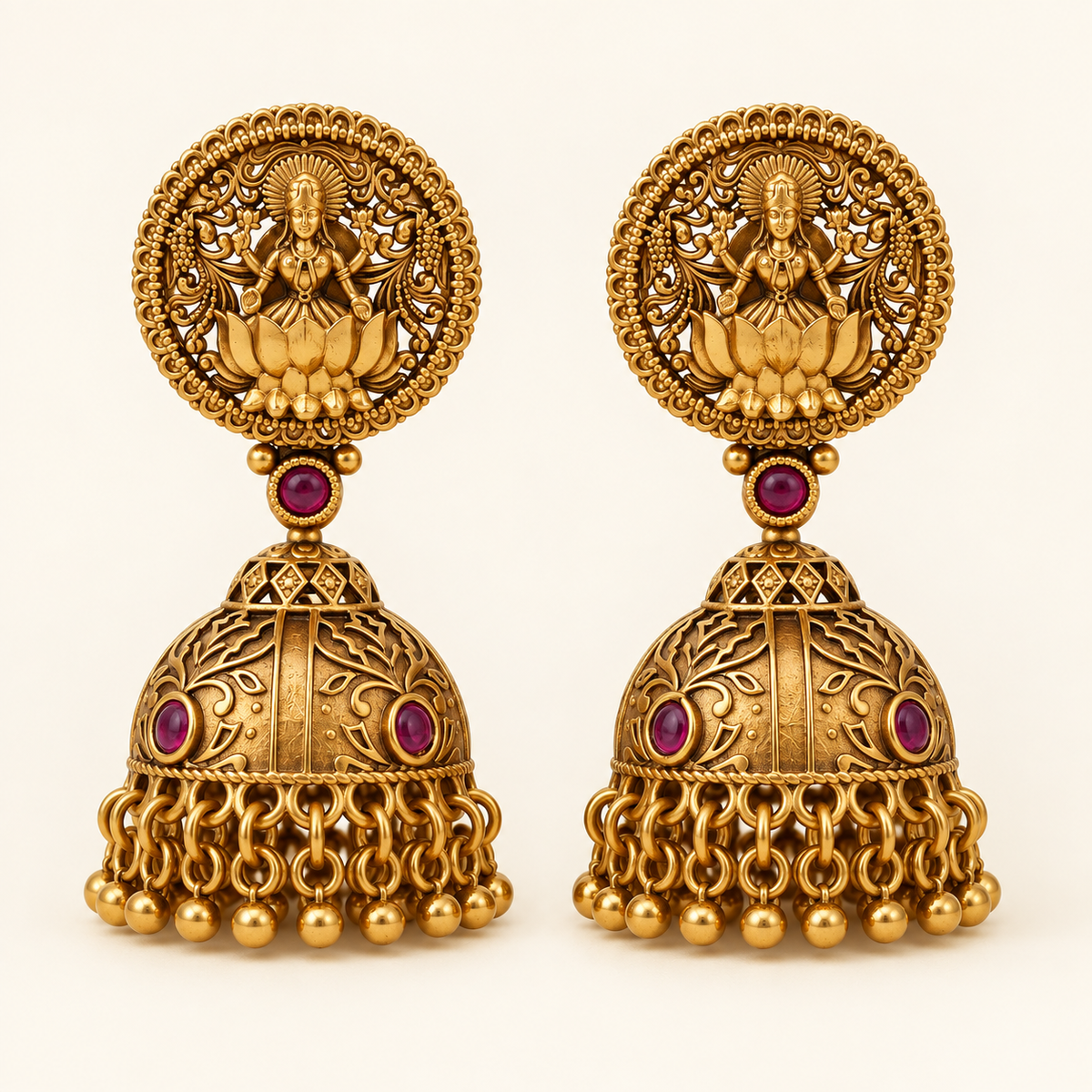 Gold maa lakshmi jhumka earring