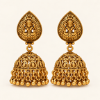 Maa Lakshmi plain gold jhumka earring