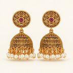 Beautiful pearl drop gold jhumka earring