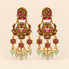 Beautiful long stone antique gold dangler earring