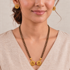 Stunning antique gold maa lakshmi mangalstura set