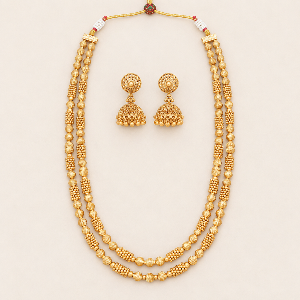Beautiful two line gold mala set