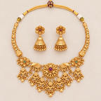 Beautiful antique gold floral hasli necklace set