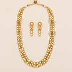 Beautiful plain long gold necklace set