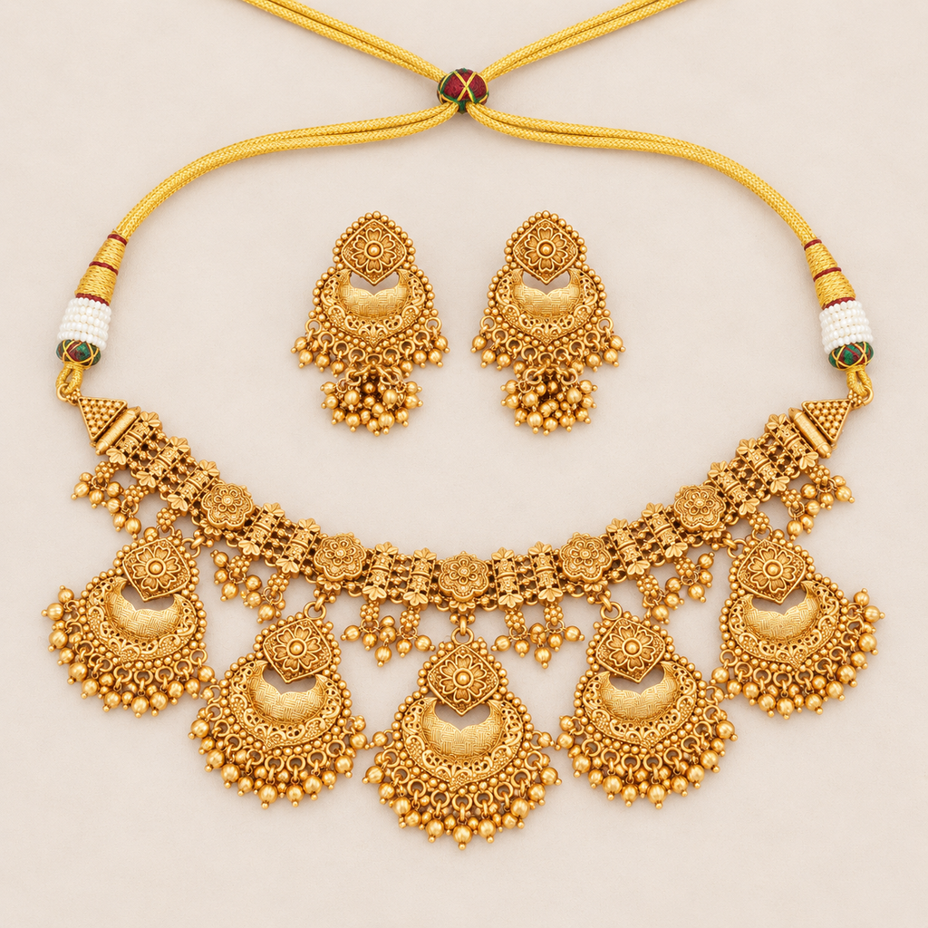 Stunning antique gold choker necklace set