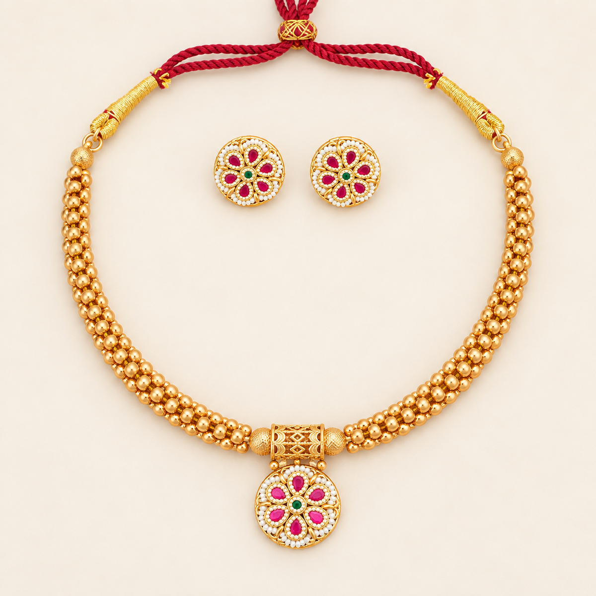 Stunning antique gold floral necklace set
