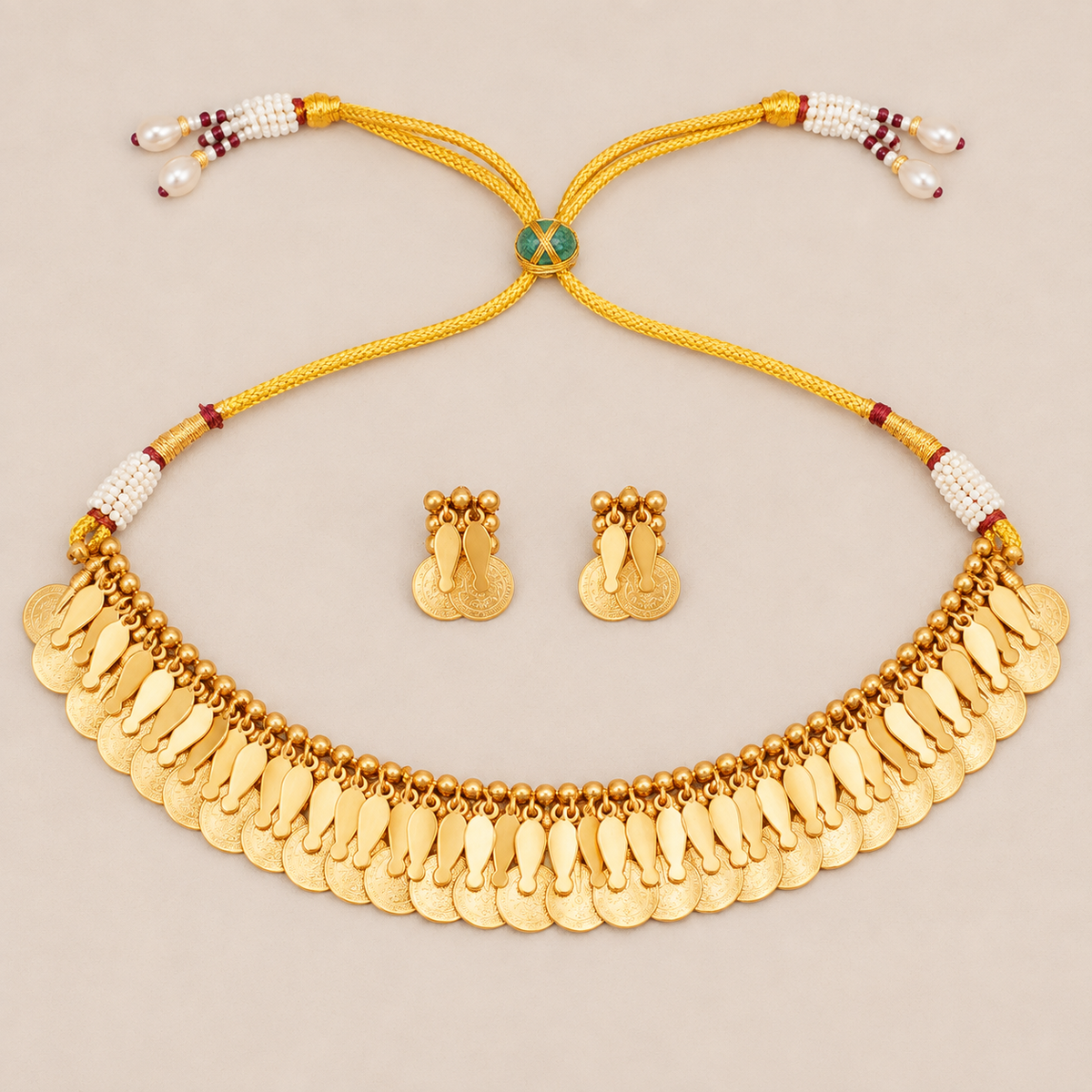 Stunning gold maa lakshmi necklace set